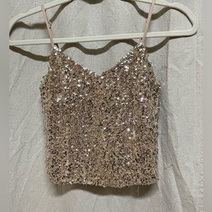Express sequin crop top